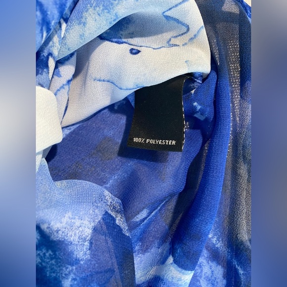 NEW Size M Slim Factor Investments 3/4 Sleeve Button Front Long Top Blue $79 - Picture 5 of 11